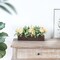 Centerpiece Table Decorations for Dining Room Farmhouse Living Room Table Centerpieces Decor Wood Tray with 3 Artificial Flowers and 2 Eucalyptus for Kitchen Table, 14.1" x 4.7" x 3.1"